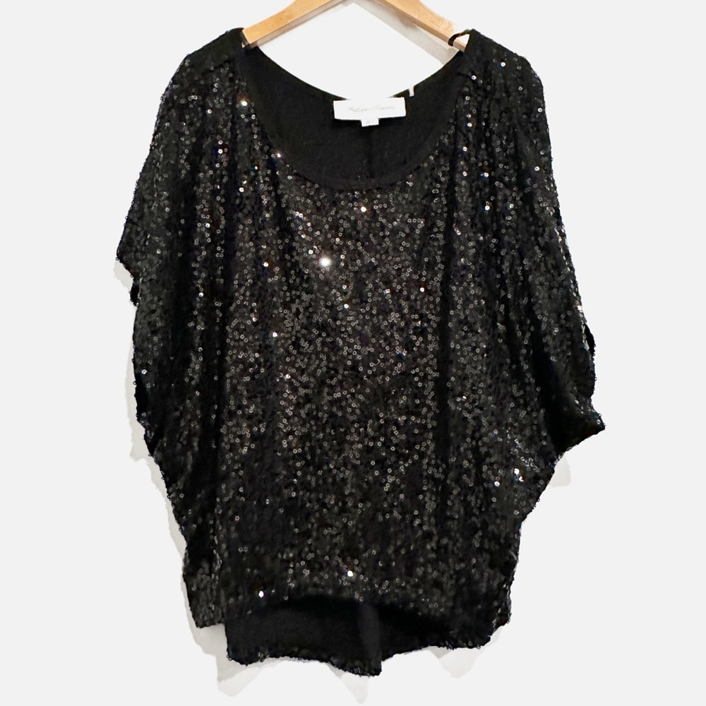 Fifteen‎ Twenty Black Sequin Drape Top Size Medium